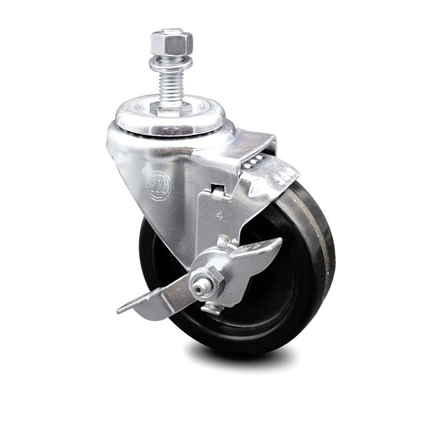 4 Inch Phenolic Wheel Swivel 1/2 Inch Threaded Stem Caster with Brake SCC